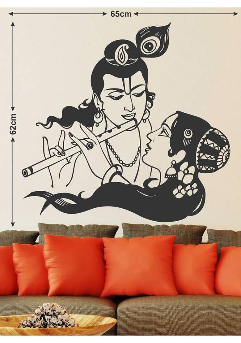 Wollfill 57 cm Lord Krishna and Radha Wallsticker Self Adhesive Sticker  (Pack of 1) - Indya