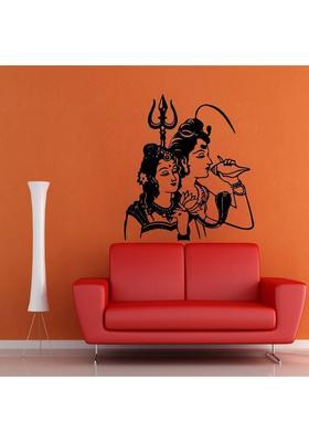 Decor Villa 43 cm Decor villa Shiv parvati ji Wall decal & sticker Black Color Medium size - 43*45 Cm Self Adhesive Sticker  (Pack of 1)