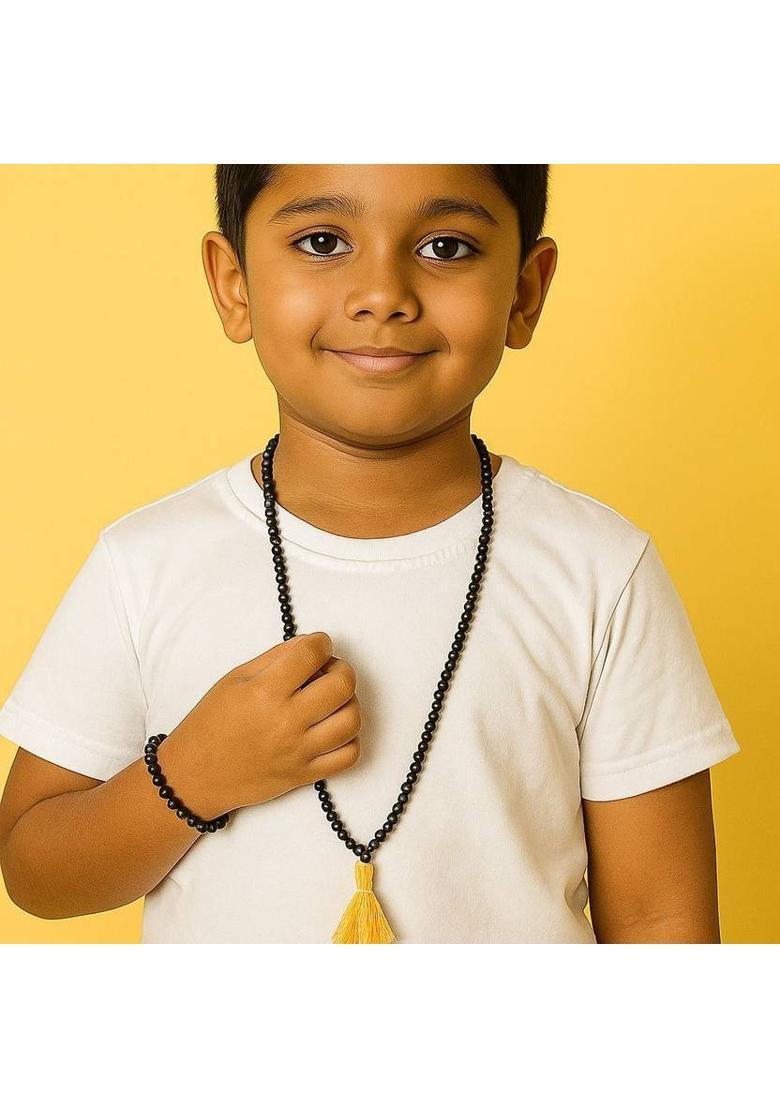 Original Ebony Wood Karungali Malai Mala & Karungali Malai Bracelet Combo (Kids) Wood Necklace - Indya