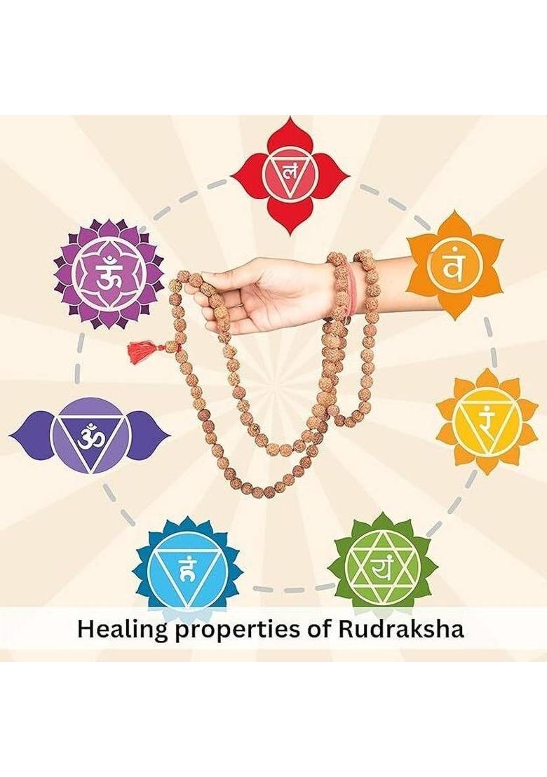 Panchmukhi Rudraksha Mala | Sacred Japa Beads for Peace & Healing Wood, Rudraksha Necklace - Indya