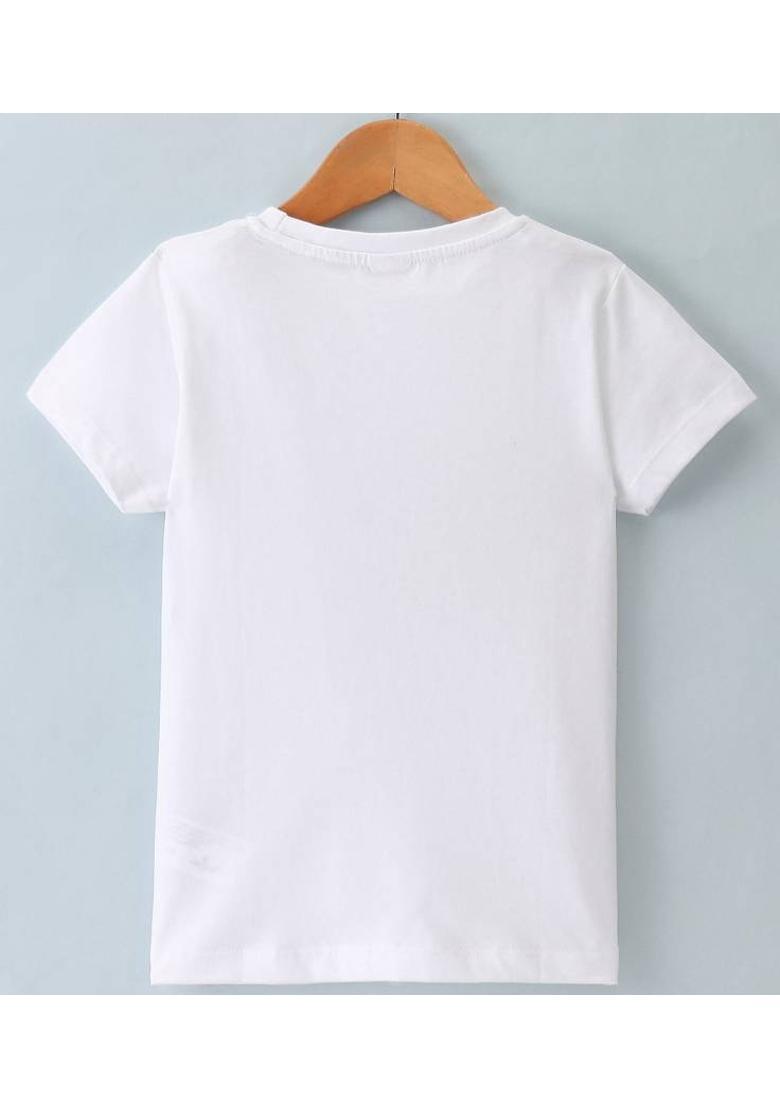 Boys & Girls Solid Polyester Regular T Shirt  (White, Pack of 1) - Indya