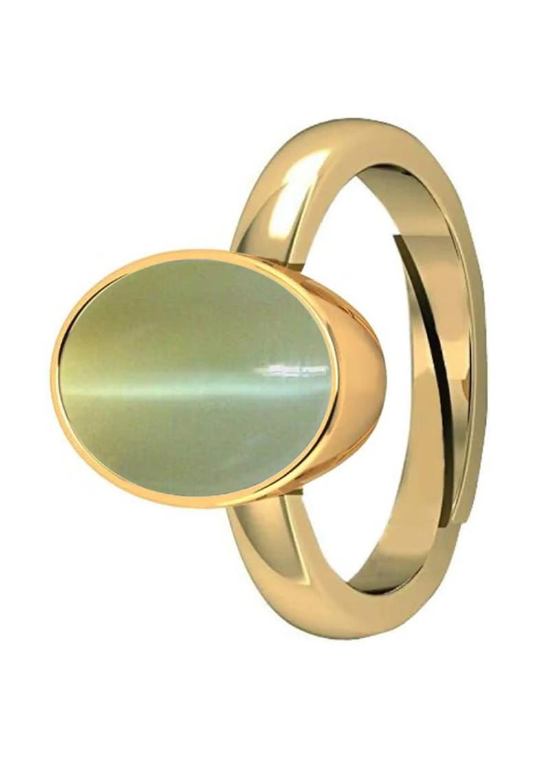 9.25 Ratti Natural Lehsuniya Cats Eye Gemstone Brass Cat