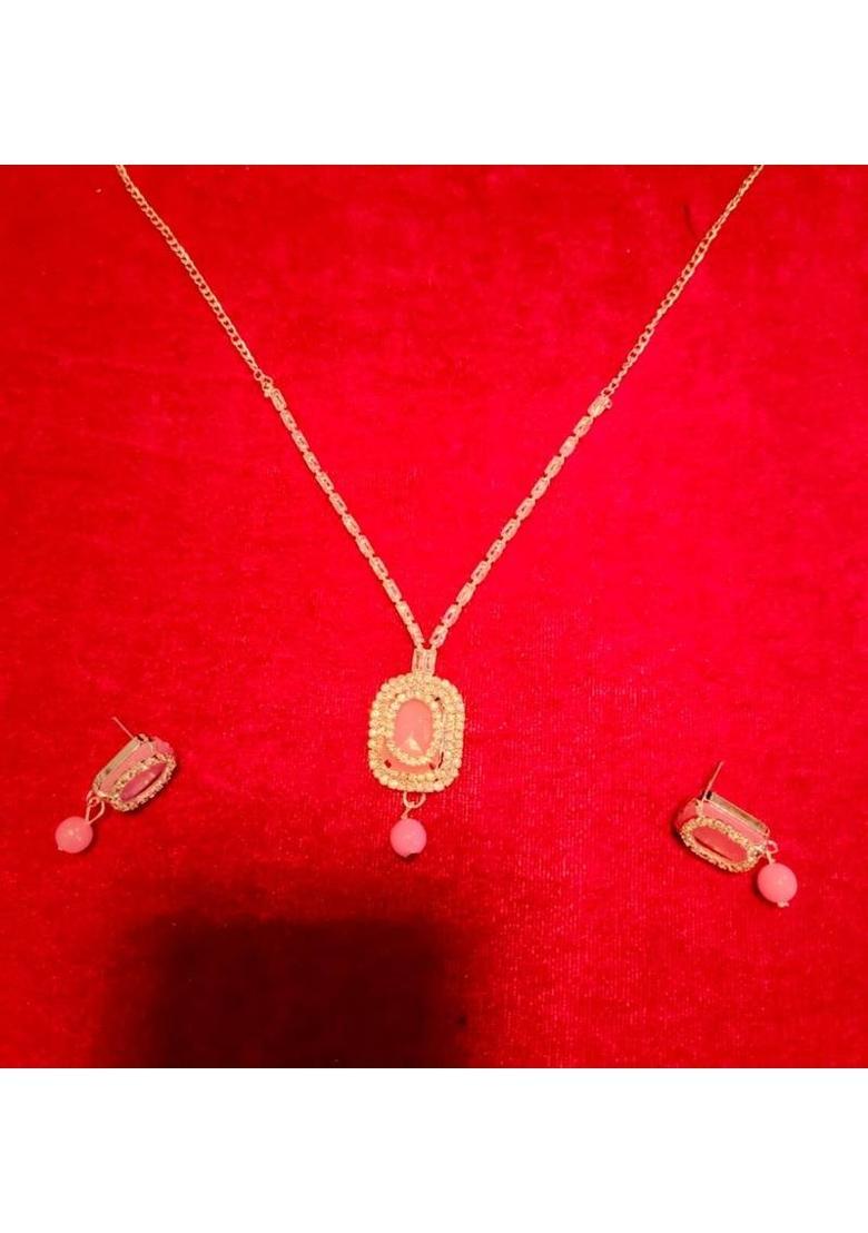 Metal, Alloy Silver Pink Jewel Set  (Pack of 1) - Indya