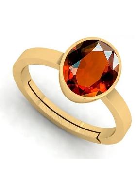 9.25 Ratti Hessonite Gomed Stone Panchdhatu Ring Brass Garnet Rhodium Plated Ring
