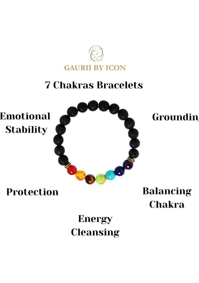 Lava, 7 Chakra Beads Bracelet - Indya
