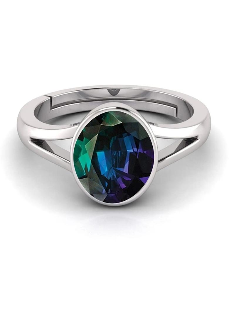 14.25 Ratti Alexandrite Gemstone Ring Shell Alexandrite Rhodium Plated Ring - Indya