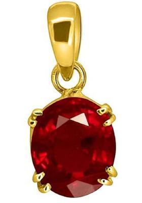 MARATNA 10.25 Ratti Ruby Manik Pendant/Locket Gemstone by Lab Certified for Men & Women Ruby Brass