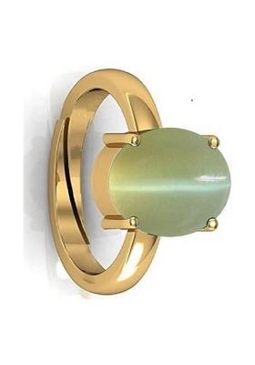 12.25 Ratti Natural Lehsuniya Cats Eye Gemstone Brass Cat