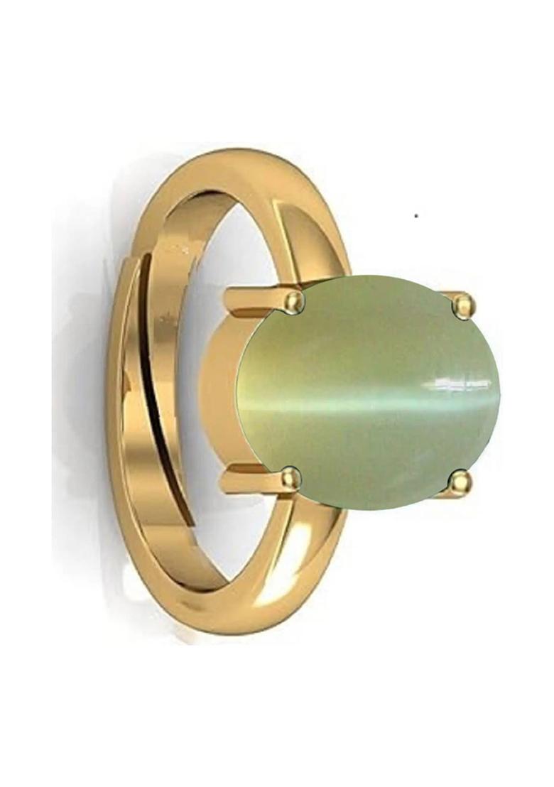 12.25 Ratti Natural Lehsuniya Cats Eye Gemstone Brass Cat