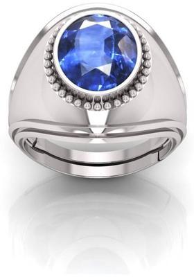 11.25 Ratti Neelam Stone Blue Sapphire Gemstone Adjustable Woman And Man Ring Crystal Sapphire Silver Plated Ring