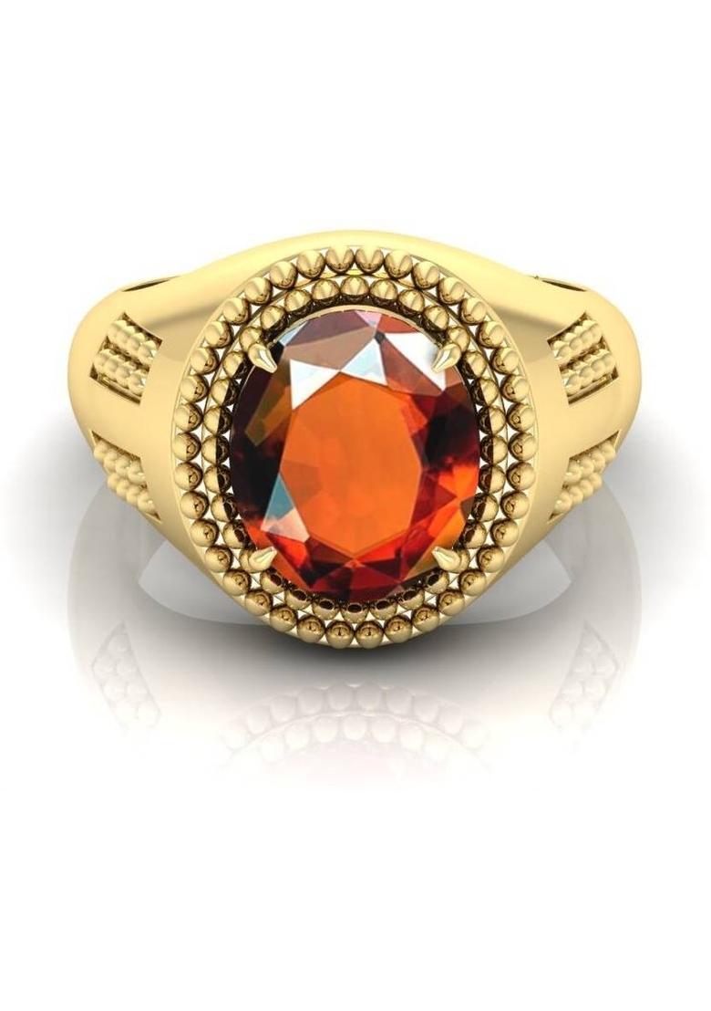 8.25 Ratti Gomed gemstone Gold Plated adjustable ring for men & women Crystal Garnet Gold Plated Ring - Indya