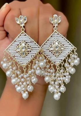 chandbali jhumki earrings Cubic Zirconia Alloy Chandbali Earring