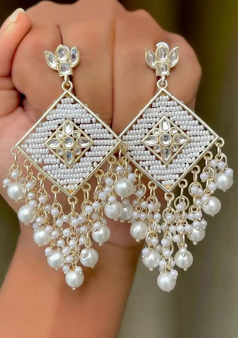 chandbali jhumki earrings Cubic Zirconia Alloy Chandbali Earring - Indya