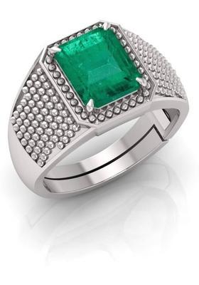 7.25 Ratti Panna Emerald Gemstone Adjustable Brass Metal Ring Foe Unisex Brass Emerald Brass Plated Ring