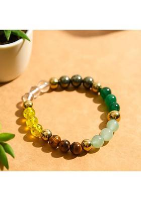 Pyrite, Green Aventurine, Citrine, Clear Quartz, Green Jade Crystal Bracelet