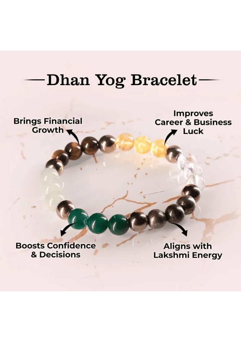 Pyrite, Green Aventurine, Citrine, Clear Quartz, Green Jade Crystal Bracelet - Indya