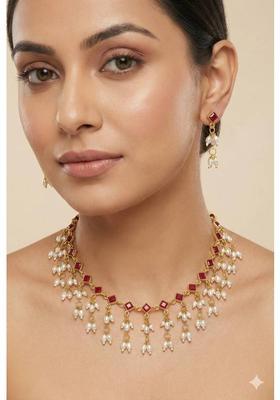 Alloy Gold-plated Red Jewel Set  (Pack of 2)