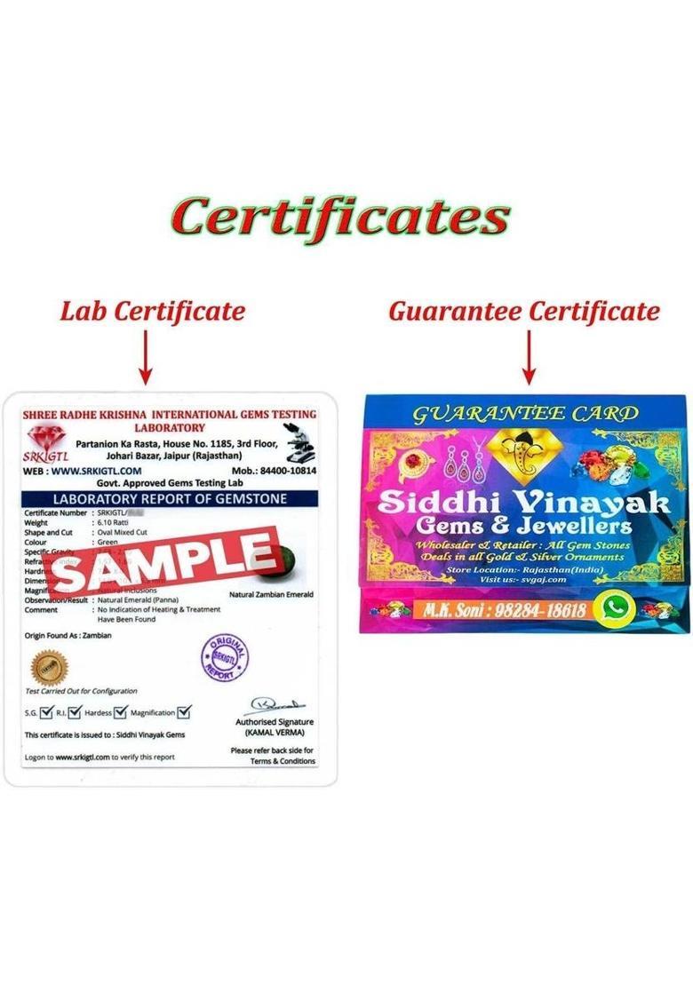 Zambian Emerald Gemstone 4 Ratti with Lab Report & Guarantee Certificate | Panna Stone Emerald Ring - Indya
