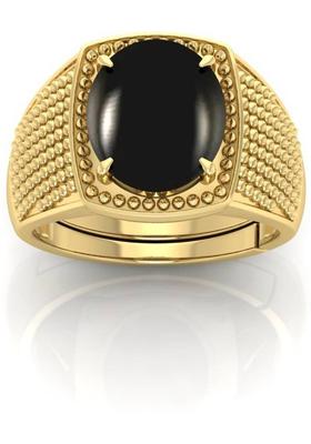 11.25 Ratti Natural Black Sulemani Hakik Gemstone Ring Crystal Onyx Gold Plated Ring