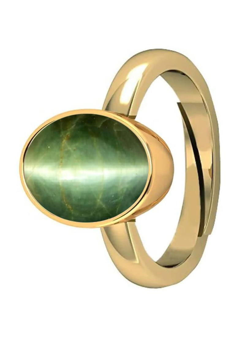 12.25 Ratti Natural Lehsuniya Cats Eye Gemstone Brass Cat