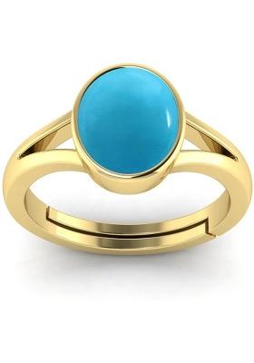 9.25 Ratti Firoja Turquise Gemstone With Lab Ceertificate Stone Turquoise Rhodium Plated Ring