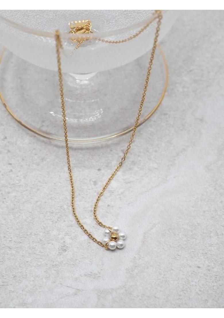 Gleve Anti Tarnish Stainless Steel Gold Stylish NC Pearl Gold-plated Plated Stainless Steel Necklace - Indya