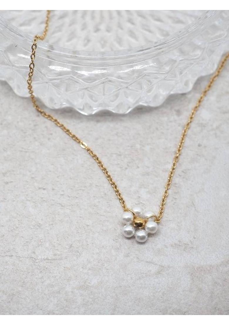 Gleve Anti Tarnish Stainless Steel Gold Stylish NC Pearl Gold-plated Plated Stainless Steel Necklace - Indya