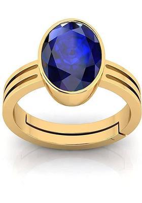 Blue Sapphire/Neelam Gemstone Panchdhatu Adjustable Ring for Women & Men Brass Sapphire Gold Plated Ring