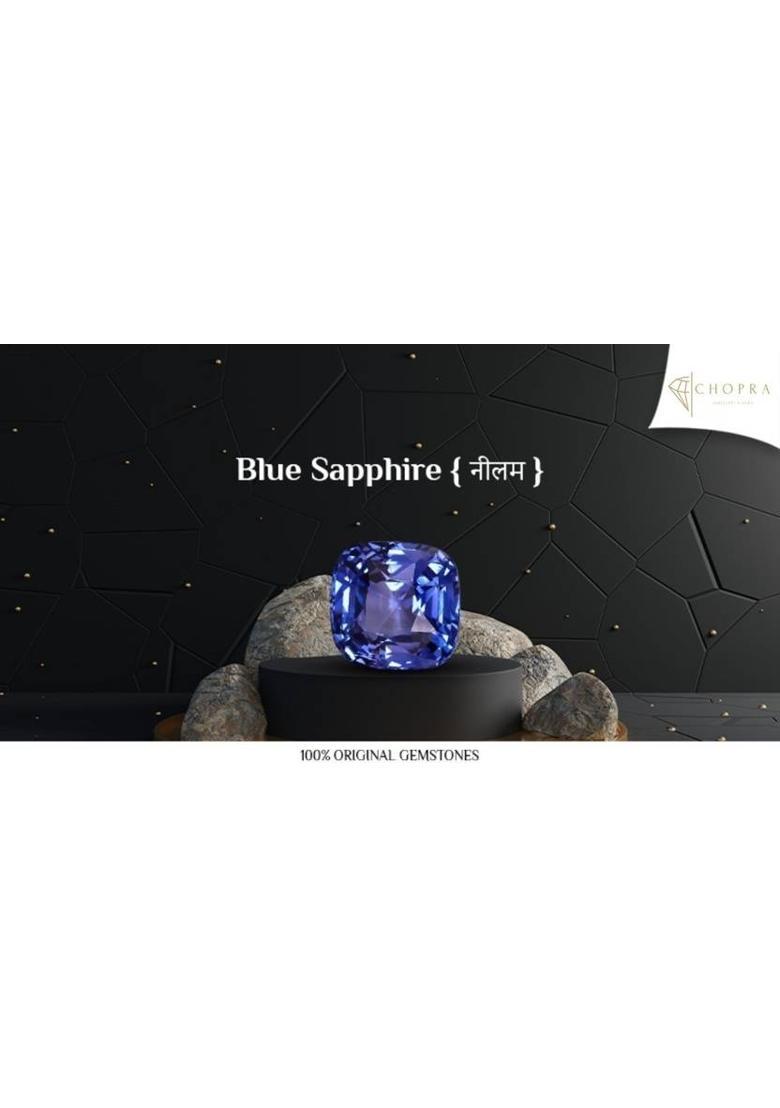 Blue Sapphire/Neelam Gemstone Panchdhatu Adjustable Ring for Women & Men Brass Sapphire Gold Plated Ring - Indya