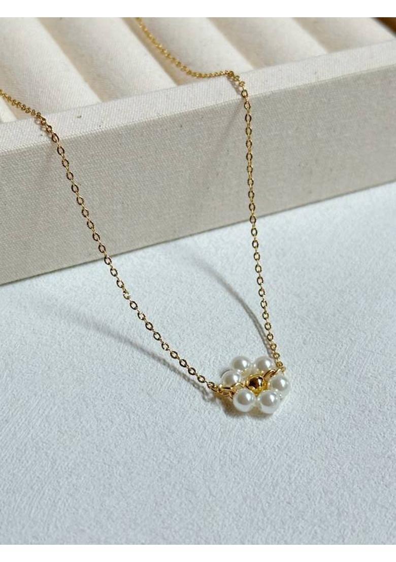 Glowzi Anti Tarnish Stainless Steel Gold Stylish NC Pearl Gold-plated Plated Stainless Steel Layered - Indya