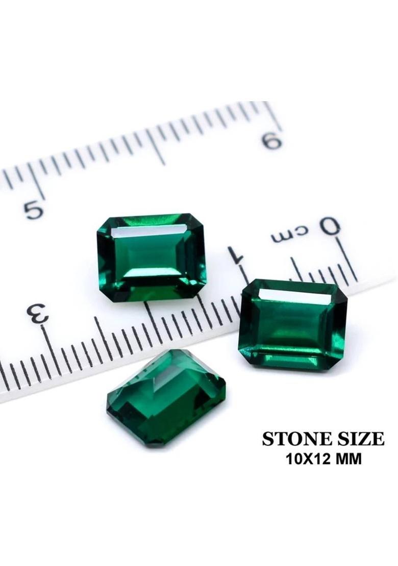 REAL GEMS Natural 5.2-Carat Dark Green Loose 10x12mm square Shape Gemstone Emerald Stone - Indya