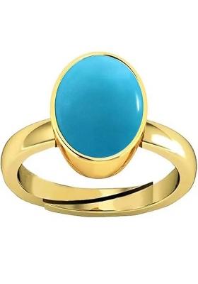 14.25 Ratti Firoja Turquise Gemstone With Lab Ceertificate Stone Turquoise Rhodium Plated Ring