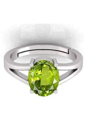 11.25 Ratti 10.25 Carat Certified Natural Green Peridot Gemstone Ring/Anguthi Brass Peridot Silver Plated Ring