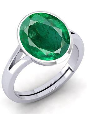 5.25 Ratti Created Emerald Panna Gemstone Adjustable Ring for Men
