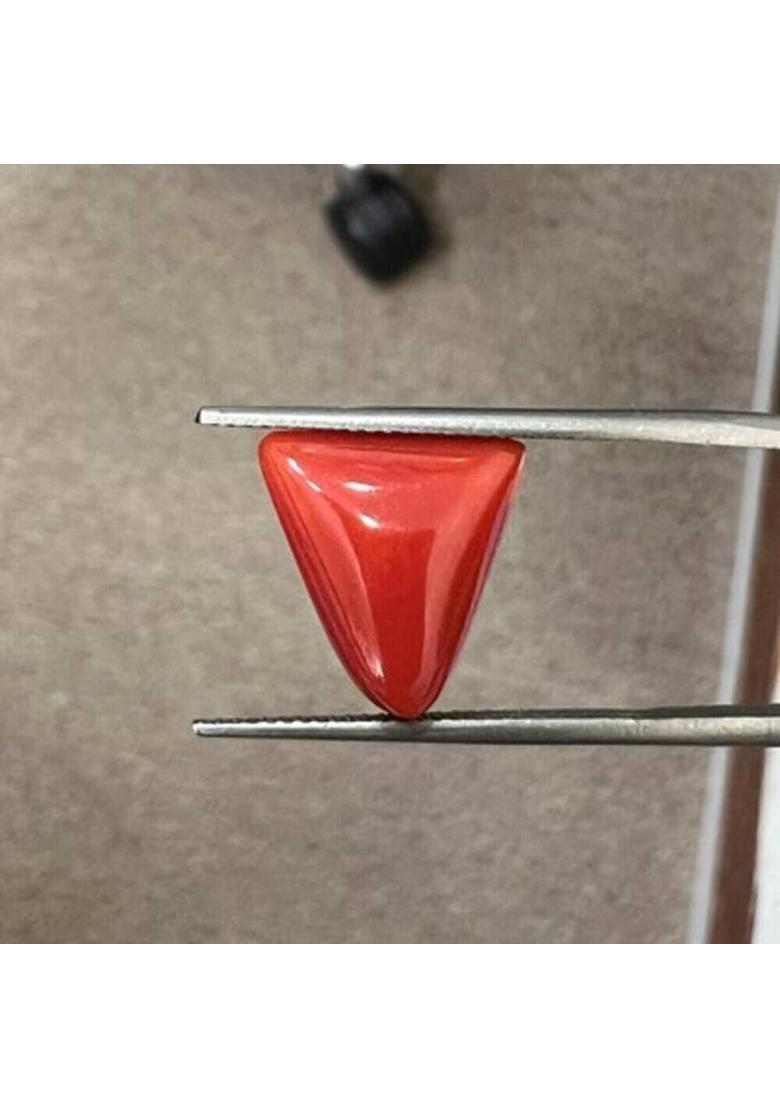 11.25 Ratti Created Moonga Original Certified Adjustable Ring Brass Ring Stone, Brass Agate Brass Plated Ring - Indya