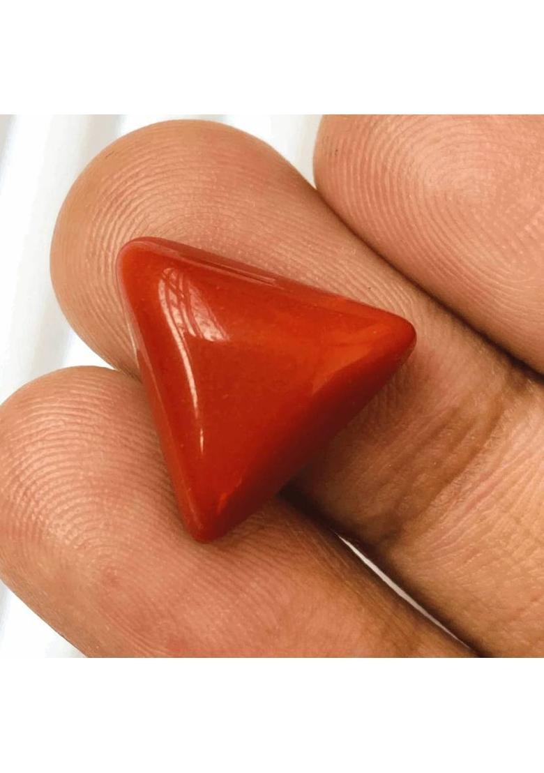 11.25 Ratti Created Moonga Original Certified Adjustable Ring Brass Ring Stone, Brass Agate Brass Plated Ring - Indya