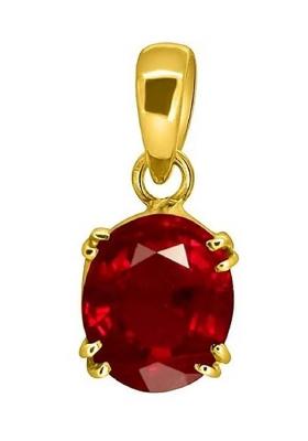 MARATNA 7.25 Ratti Ruby Manik Pendant/Locket Gemstone by Lab Certified for Men & Women Ruby Brass