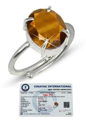 Certified Natural Tiger Eye Gemstone Adjustable Ring for Unisex Crystal, Stone Ring