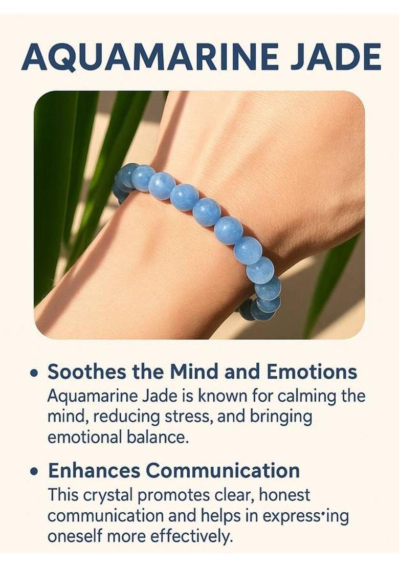 Crystal, Aquamarine Beads, Agate, Crystal, Jade, Quartz Bracelet - Indya