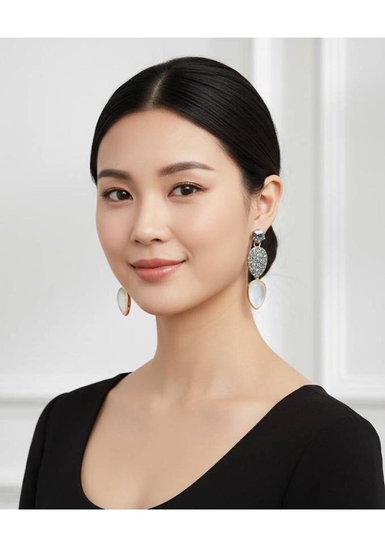 WHITE STONE EARRINGS Stone Earring Set - Indya