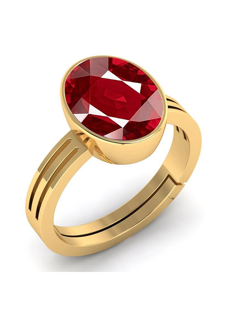 9.25 Ratti Created Ruby Manik Gemstone Adjustable Ring for Men