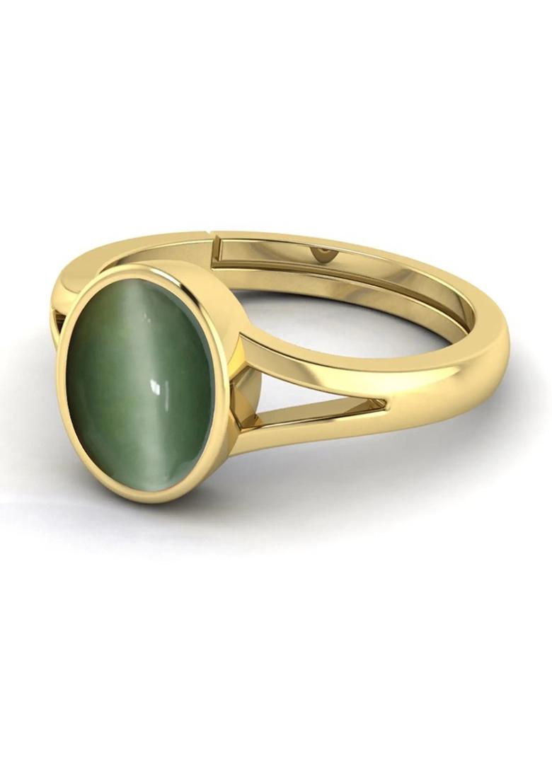 12.25 Ratti Natural Lehsuniya Cats Eye Gemstone Brass Cat
