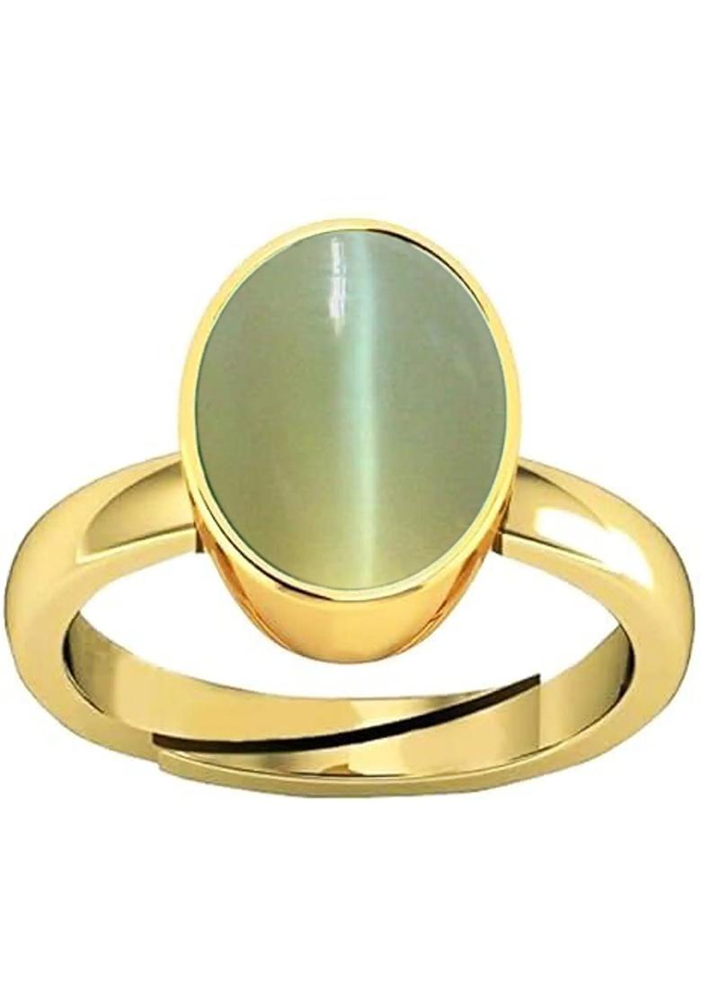 14.25 Ratti Natural Lehsuniya Cats Eye Gemstone Brass Cat