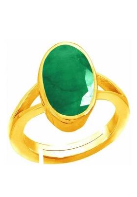 9.25 Ratti 8.60 Carat Natural Panna Emerald Adjustable Ring With Lab Certificate Brass Emerald Ring
