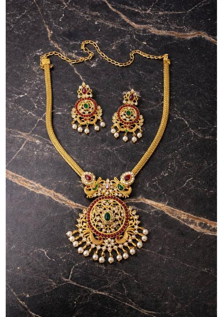 Brass Gold-plated Gold Jewel Set  (Pack of 1) - Indya