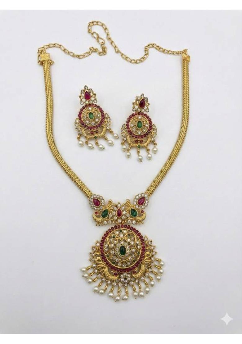 Brass Gold-plated Gold Jewel Set  (Pack of 1) - Indya