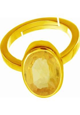11.25 Carat Certified Unheated Untreatet A+ Quality Natural Original Gold Platted Yellow Sapphire Pukhraj Gemstone Adjustable Ring Metal Sapphire Gold Plated Ring