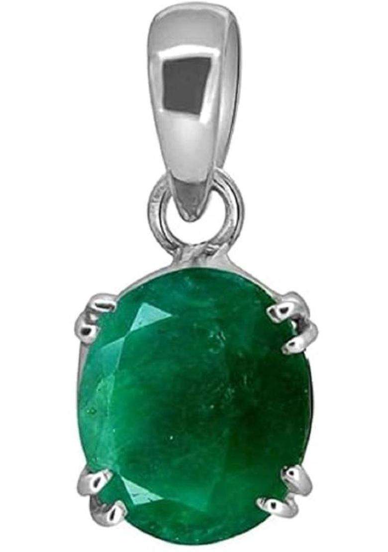 MARATNAGEMS 10.25 Ratti Created Emerald Panchdhat Pendant for Men and Women Emerald Brass - Indya