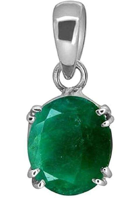 MARATNAGEMS 10.25 Ratti Created Emerald Panchdhat Pendant for Men and Women Emerald Brass