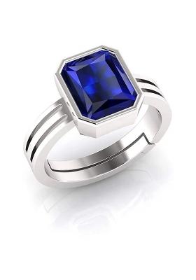 15.25 Ratti 14.72 Carat Neelam Ring Blue Sapphire Adjustable Ring Metal Sapphire Silver Plated Ring